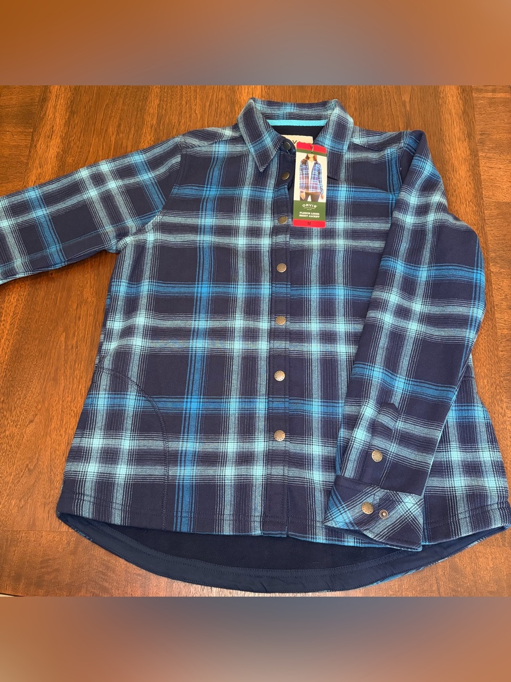 Orvis Women’s sz M Plaid Fleece-Lined Shacket Shirt Jacket Snap Button Flannel